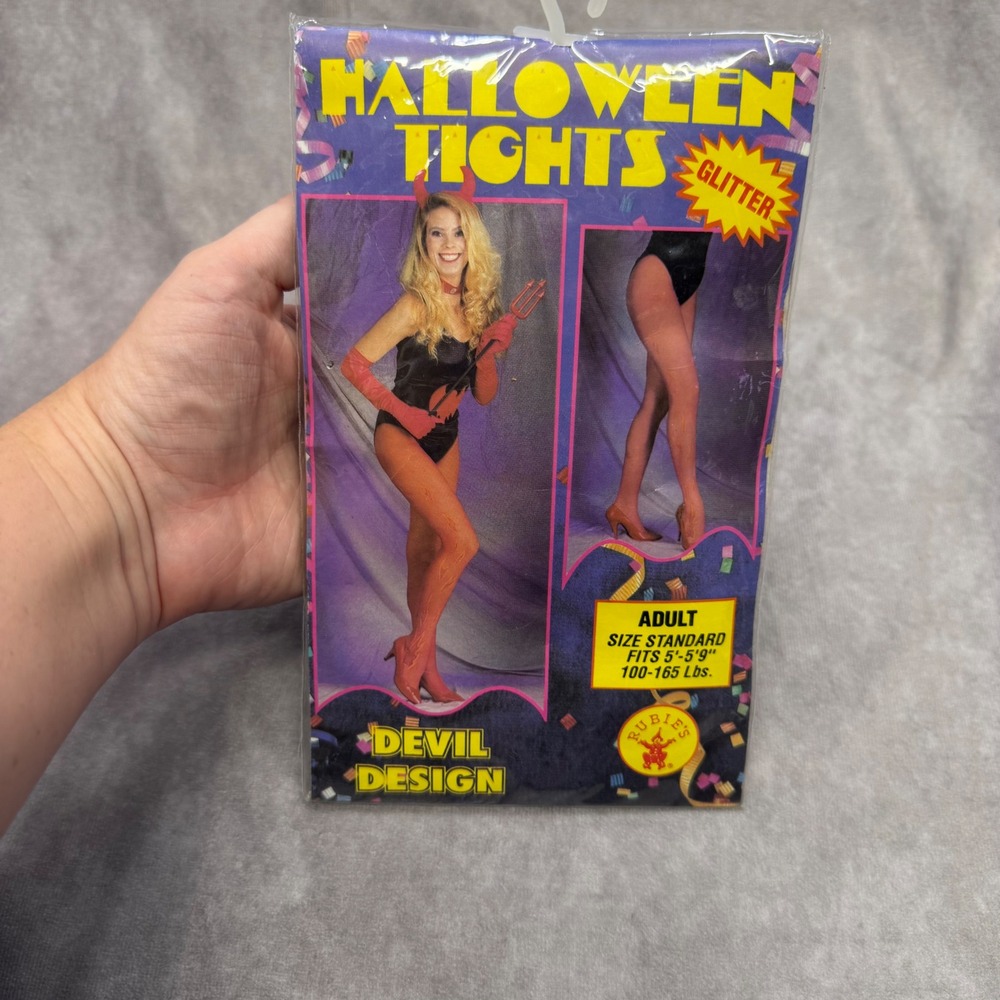Rubie's Halloween Tights Women OS Red Glitter Devil Flame Style 827